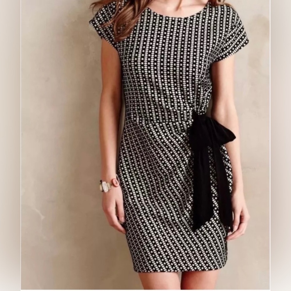 Anthropologie Saturday Sunday Dress Black Cream Size Medium Business Work Casual